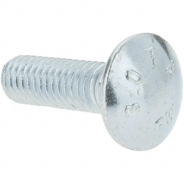 Value Collection - 3/8-16 UNC 1-1/4" Length Under Head, Standard Square Neck, Carriage Bolt - Grade 2 Steel, Zinc-Plated Finish - Best Tool & Supply