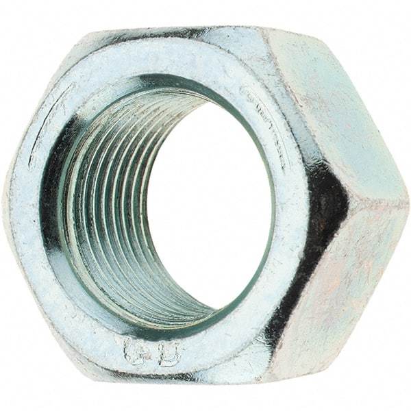 Value Collection - 7/8-14 UNF Steel Right Hand Hex Nut - 1-5/16" Across Flats, 3/4" High, Zinc-Plated Finish - Best Tool & Supply