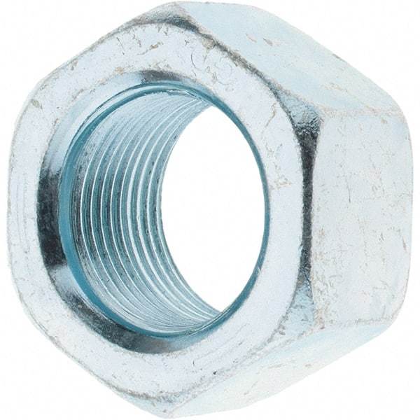 Value Collection - 1-14 UNS Steel Right Hand Hex Nut - 1-1/2" Across Flats, 55/64" High, Zinc-Plated Finish - Best Tool & Supply