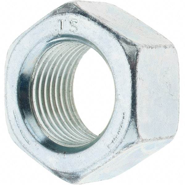 Value Collection - 3/4-16 UNF Steel Right Hand Hex Nut - 1-1/8" Across Flats, 0.6406" High, Zinc-Plated Finish - Best Tool & Supply