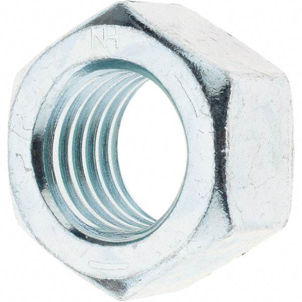 Made in USA - 1-1/8 - 7 UNC Steel Right Hand Hex Nut - 1-11/16" Across Flats, 31/32" High, Zinc Clear Finish - Best Tool & Supply