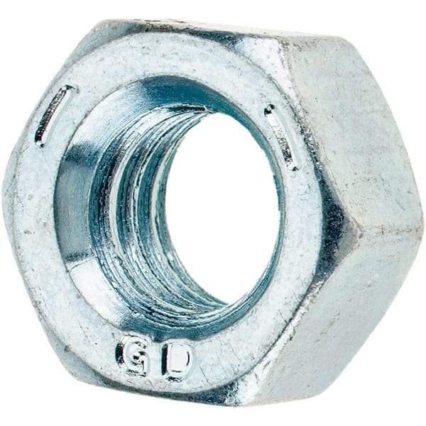 Value Collection - 5/16-18 UNC Steel Right Hand Hex Nut - 1/2" Across Flats, 17/64" High, Zinc-Plated Finish - Best Tool & Supply