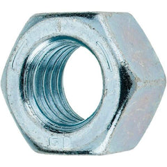 Value Collection - 9/16-12 UNC Steel Right Hand Hex Nut - 7/8" Across Flats, 31/64" High, Zinc-Plated Finish - Best Tool & Supply