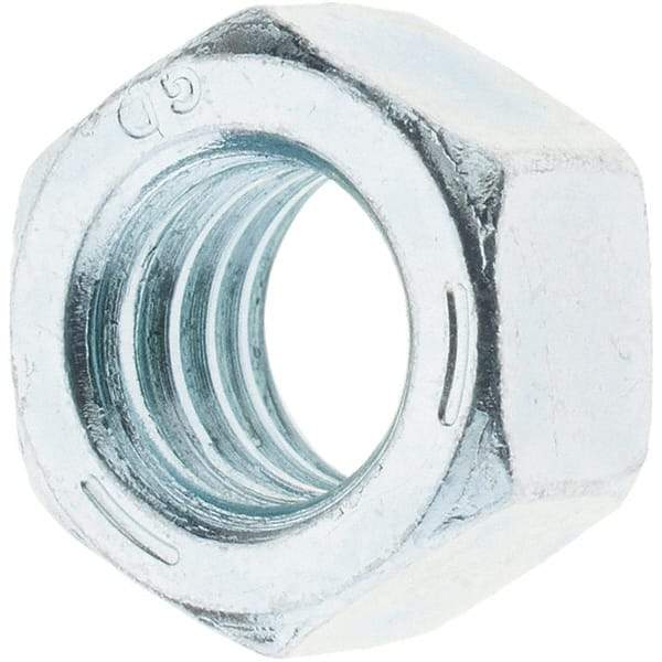 Value Collection - 3/8-16 UNC Steel Right Hand Hex Nut - 9/16" Across Flats, 21/64" High, Zinc-Plated Finish - Best Tool & Supply