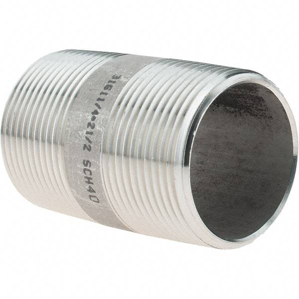 Value Collection - 1-1/4" Pipe x 2-1/2" Long, Grade 316/316L Stainless Steel Pipe Nipple - Welded & Threaded - Best Tool & Supply