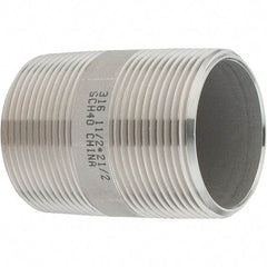 Value Collection - 1-1/2" Pipe x 2-1/2" Long, Grade 316/316L Stainless Steel Pipe Nipple - Welded & Threaded - Best Tool & Supply