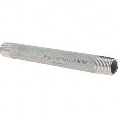 Value Collection - 3/8" Pipe x 5-1/2" Long, Grade 316/316L Stainless Steel Pipe Nipple - Welded & Threaded - Best Tool & Supply