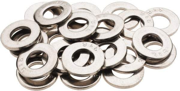 Value Collection - 7/16" Screw, Grade 316 Stainless Steel SAE Flat Washer - 1/2" ID x 1-1/8" OD, 0.062" Thick, Plain Finish - Best Tool & Supply