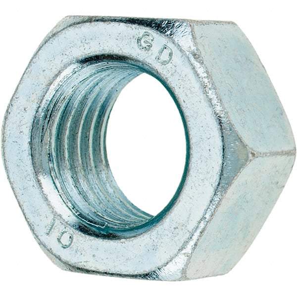 Value Collection - M20x2.50 Metric Coarse Steel Right Hand Hex Nut - 30mm Across Flats, 16mm High, Zinc-Plated Finish - Best Tool & Supply