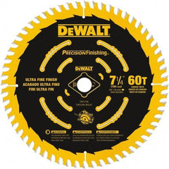 DeWALT - 7-1/4" Diam, 5/8" Arbor Hole Diam, 60 Tooth Wet & Dry Cut Saw Blade - Carbide-Tipped, Diamond Arbor - Best Tool & Supply