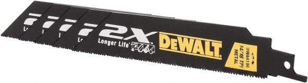 DeWALT - 6" Long x 1" Thick, Bi-Metal Reciprocating Saw Blade - Straight Profile, 14 to 18 TPI, Toothed Edge - Best Tool & Supply