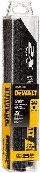 DeWALT - 8" Long x 1" Thick, Bi-Metal Reciprocating Saw Blade - Straight Profile, 14 to 18 TPI, Toothed Edge - Best Tool & Supply