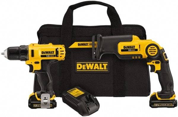 DeWALT - 12 Volt Cordless Tool Combination Kit - Includes 3/8" Drill/Driver & Pivot Reciprocating Saw, Lithium-Ion Battery Included - Best Tool & Supply