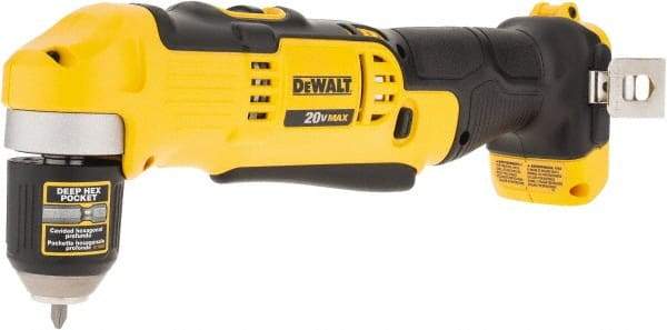 DeWALT - 20 Volt 3/8" Chuck Right Angle Handle Cordless Drill - 0-650 & 0-2000 RPM, Keyless Chuck, Reversible, Lithium-Ion Batteries Not Included - Best Tool & Supply