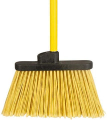 PRO-SOURCE - 12" Wide, Yellow Polypropylene Bristles, 48" Vinyl-Coated Metal Handle, Angled Broom - Flagged - Best Tool & Supply