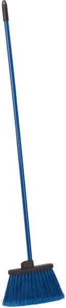 PRO-SOURCE - 12" Wide, Blue Polypropylene Bristles, 46-1/2" Vinyl-Coated Metal Handle, Angled Broom - Flagged - Best Tool & Supply