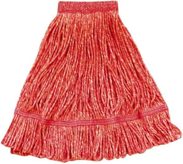 PRO-SOURCE - 13" Red Head Band, Large Blended Fiber Loop End Mop Pad - Quick Change Connection - Best Tool & Supply