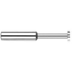 Woodruff Keyseat Cutter: 0.25″ Cut Dia, 0.025″ Cut Width, 1/4″ Shank Dia, Straight Tooth 2-1/2″ OAL, 6 Teeth, Solid Carbide