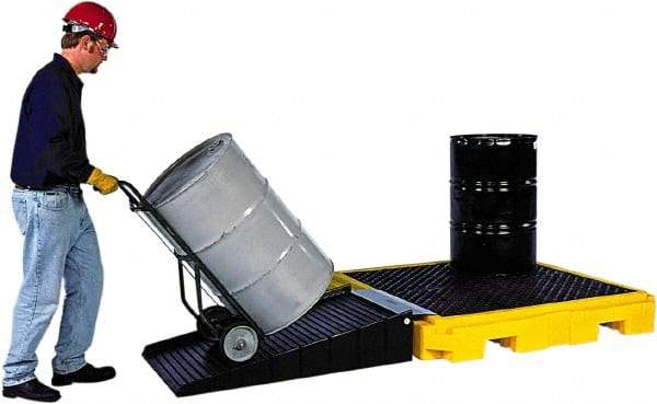 UltraTech - 75 Gal Sump, 9,000 Lb Capacity, 4 Drum, Polyethylene Spill Deck or Pallet - 63" Long x 62" Wide x 9" High, Liftable Fork, Low Profile, 2 x 4 Drum Configuration - Best Tool & Supply