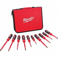 Milwaukee Tool - Screwdriver Sets Screwdriver Types Included: Insulated Slotted; Phillips; Square Number of Pieces: 10 - Best Tool & Supply