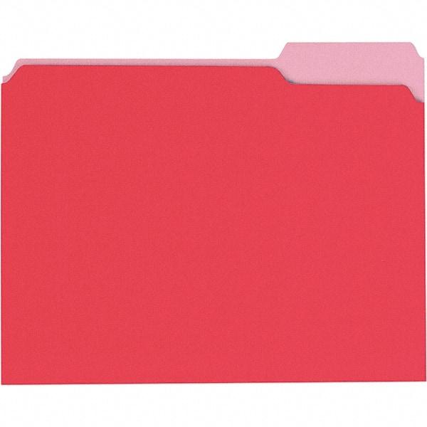 Universal One - 8-1/2 x 11", Letter Size, Red/Light Red, File Folders with Top Tab - 11 Point Stock, 1/3 Tab Cut Location - Best Tool & Supply