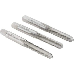 Made in USA - M7x1.00 Metric Coarse, 4 Flute, Bottoming, Plug & Taper, Bright Finish, High Speed Steel Tap Set - Right Hand Cut, 2-23/32" OAL, 1-1/8" Thread Length - Best Tool & Supply