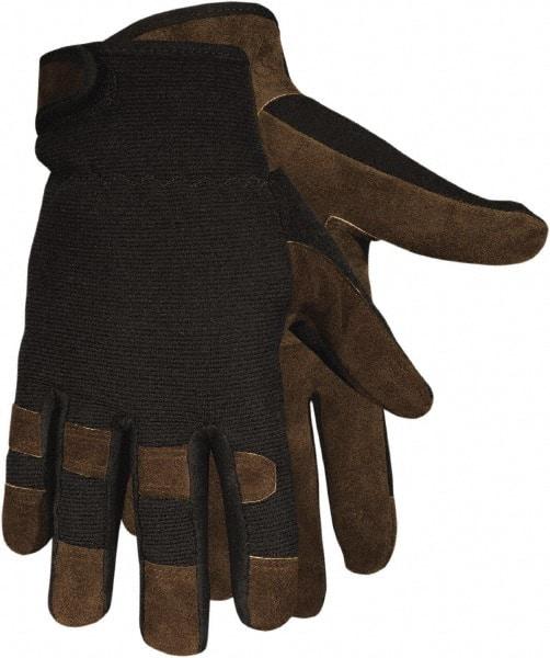 MCR Safety - Size L Synthetic Blend Work Gloves - Adjustable Closure Cuff, Brown/Black, Paired - Best Tool & Supply