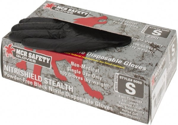 MCR Safety - Pack of (100) Size S, 3 mil, Powder Free Nitrile Disposable Gloves - Best Tool & Supply