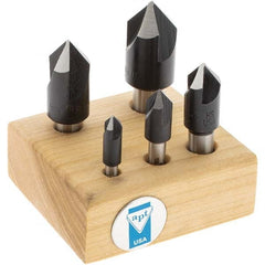 Import - 5 Piece, 1/4 to 3/4" Head Diam, 82° Included Angle, Single End Countersink Set - Best Tool & Supply