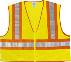 MCR Safety - Size M High Visibility Lime Mesh General Purpose Vest - 24" Chest, ANSI 107-2015, Zipper Closure, 2 Pockets, Polyester - Best Tool & Supply