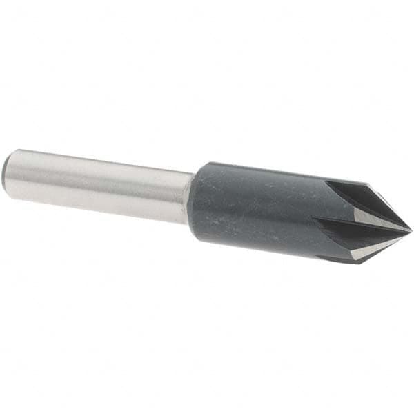 3/8″ Head Diam, 1/4″ Shank Diam, 6 Flute 82° High Speed Steel Countersink 2″ OAL