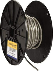 Value Collection - 3/16" x 3/32" Diam, Aircraft Cable - 920 Lb Breaking Strength, 7 x 7 Strand Core, Vinyl Coating - Best Tool & Supply