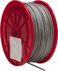 Value Collection - 1/8" x 3/32" Diam, Aircraft Cable - 920 Lb Breaking Strength, 7 x 7 Strand Core, Vinyl Coating - Best Tool & Supply