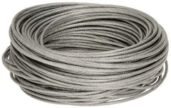 Value Collection - 3/32" x 1/16" Diam, Aircraft Cable - 480 Lb Breaking Strength, 7 x 7 Strand Core, Vinyl Coating - Best Tool & Supply