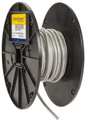 Value Collection - 3/16" x 1/8" Diam, Aircraft Cable - 2,000 Lb Breaking Strength, 7 x 19 Strand Core, Vinyl Coating - Best Tool & Supply