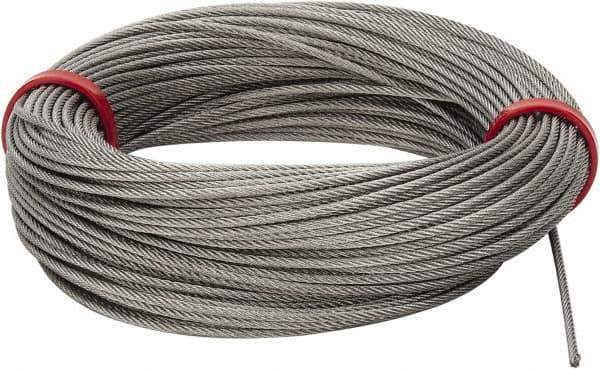 Value Collection - 1/16" Diam, Aircraft Cable - 480 Lb Breaking Strength, 7 x 7 Strand Core - Best Tool & Supply