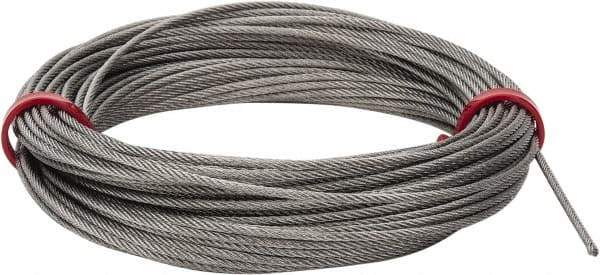 Value Collection - 1/16" Diam, Aircraft Cable - 480 Lb Breaking Strength, 7 x 7 Strand Core - Best Tool & Supply