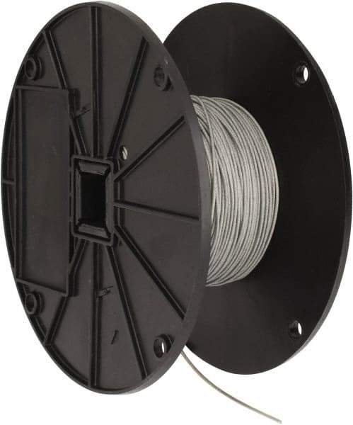 Value Collection - 1/16" x 3/64" Diam, Aircraft Cable - 270 Lb Breaking Strength, 7 x 7 Strand Core, Nylon Coating - Best Tool & Supply