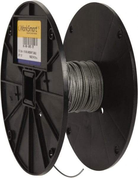 Value Collection - 1/16" x 3/64" Diam, Aircraft Cable - 270 Lb Breaking Strength, 7 x 7 Strand Core, Nylon Coating - Best Tool & Supply