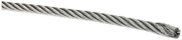 Value Collection - 3/32" Diam, Galvanized Steel Wire Rope - 1,000 Lb Breaking Strength, 7 x 19 Strand Core - Best Tool & Supply