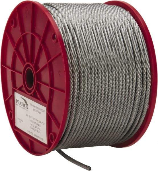 Value Collection - 3/16" Diam, Galvanized Steel Wire Rope - 4,200 Lb Breaking Strength, 7 x 19 Strand Core - Best Tool & Supply