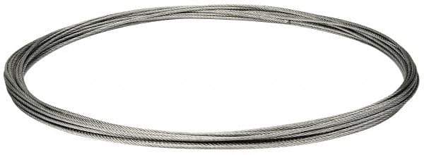 Value Collection - 3/16" Diam, Galvanized Steel Wire Rope - 4,200 Lb Breaking Strength, 7 x 19 Strand Core - Best Tool & Supply