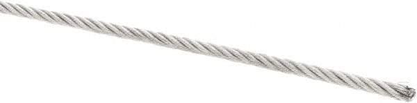 Value Collection - 1/8" Diam, Galvanized Steel Wire Rope - 2,000 Lb Breaking Strength, 7 x 19 Strand Core - Best Tool & Supply