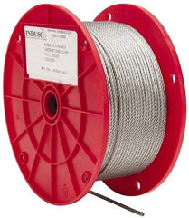 Value Collection - 1/8" Diam, Galvanized Steel Wire Rope - 2,000 Lb Breaking Strength, 7 x 19 Strand Core - Best Tool & Supply