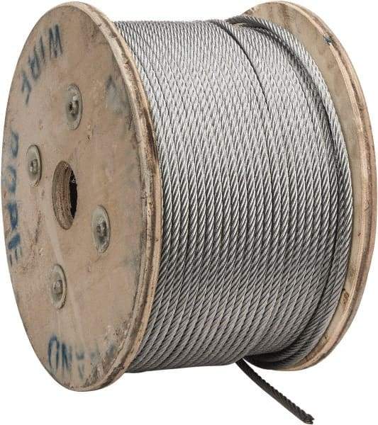 Value Collection - 1/4" Diam, Galvanized Steel Wire Rope - 7,000 Lb Breaking Strength, 7 x 19 Strand Core - Best Tool & Supply