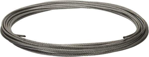 Value Collection - 1/4" Diam, Galvanized Steel Wire Rope - 7,000 Lb Breaking Strength, 7 x 19 Strand Core - Best Tool & Supply