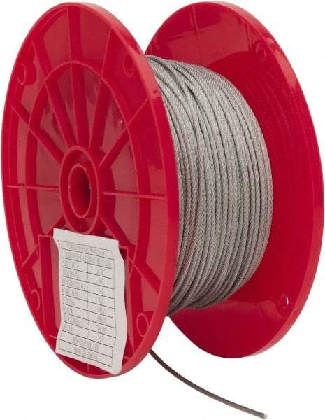 Value Collection - 3/32" Diam, Aircraft Cable - 920 Lb Breaking Strength, 7 x 7 Strand Core - Best Tool & Supply