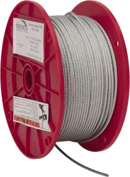 Value Collection - 1/8" Diam, Aircraft Cable - 1,700 Lb Breaking Strength, 7 x 7 Strand Core - Best Tool & Supply