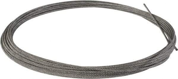 Value Collection - 1/4" Diam, Aircraft Cable - 6,100 Lb Breaking Strength, 7 x 7 Strand Core - Best Tool & Supply