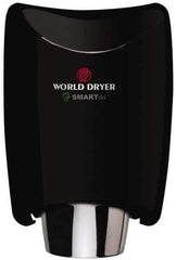 World Dryer - 1250 Watt Black Finish Electric Hand Dryer - 208/230 Volts, 1.8-5.2 Amps, 9-21/64" Wide x 12-1/2" High x 7-5/8" Deep - Best Tool & Supply